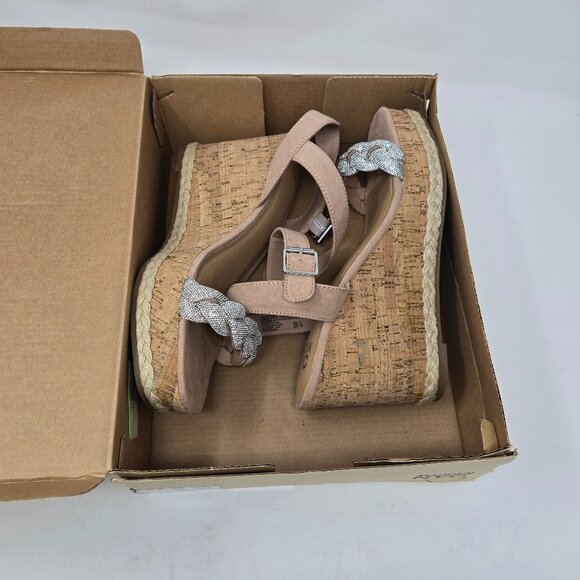 Madden NYC Womens Size 11 Braided Rhinestone Wedge Heel Strappy Sandals - Picture 2 of 16
